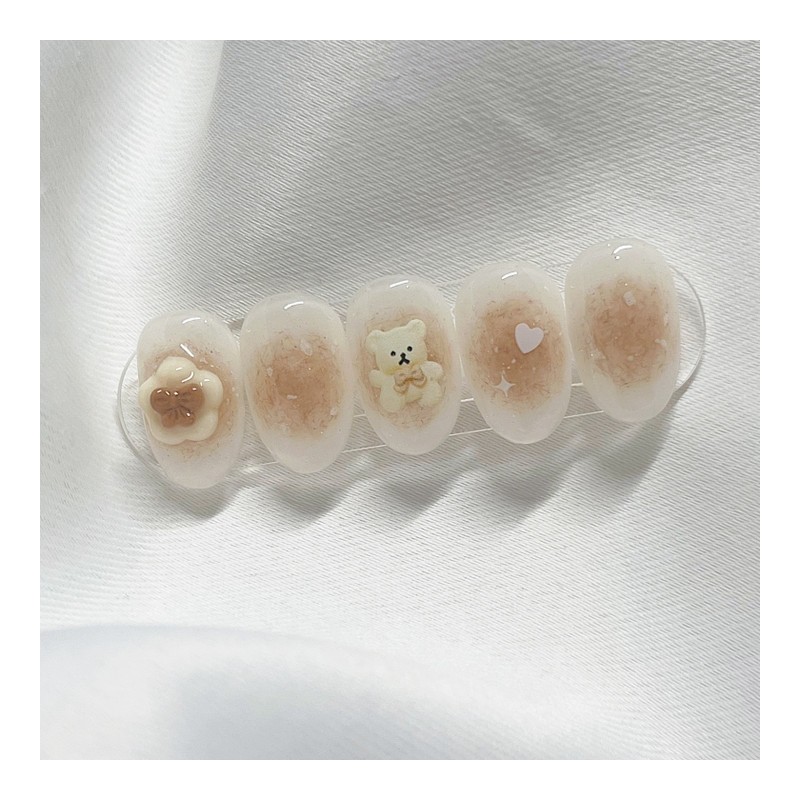 [Handmade Nail Tips] Cozy Bear Nail Tips - Petit Almond