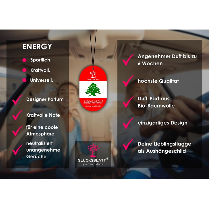 Generisch GLCKSBLATT premium Autoduft Autoparfm Flagge LIBANON