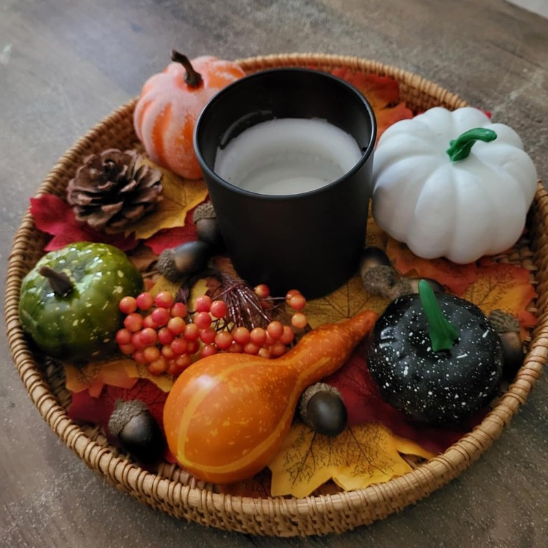 Artificial Pumpkins Decorations Set,150P Autumn Home Decor Artificial Fall Maple