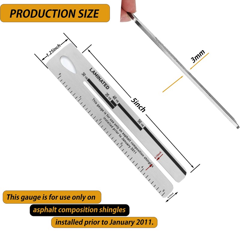 Upgraded 4/09 Shingle Gauge, Roof Pitch Gauge, Stainless Steel Measuring