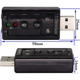 AYMBH USB-SOUND7 Portable USB Sound Card Adapter with Virtual 7.1 Surround Sound Enhances Audio Deep Bas Plug-and-Play for Windows Mac Linux 3.5mm Headset Converter Compact Ideal for VoIP & Gaming