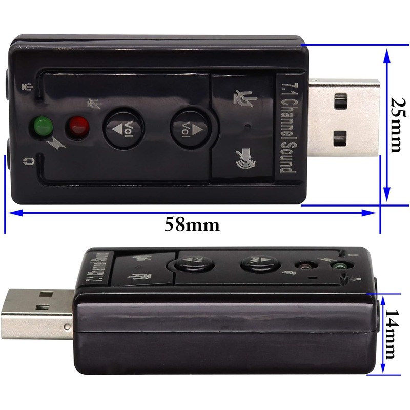 AYMBH USB-SOUND7 Portable USB Sound Card Adapter with Virtual 7.1