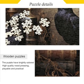 ZENWAWA Gothic Crow Book Jigsaw Puzzle 1000 Pieces, Zigsaw Puzzles with Storage Bag Reference Picture Alphabet Back 29.5×19.7 in