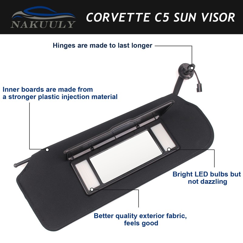 Nakuuly Sun Visor Pair with Updated LED Lighted Vanity Mirror