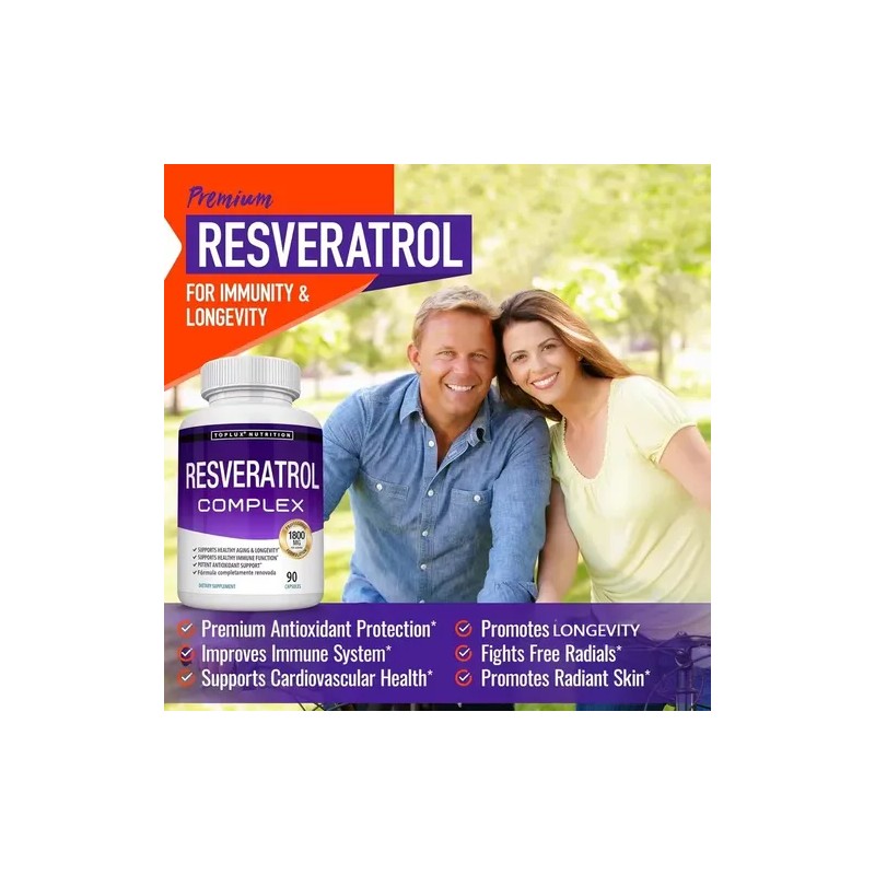 Resveratrol Complex Supplement 1800mg 90 Cápsulas Daily Food