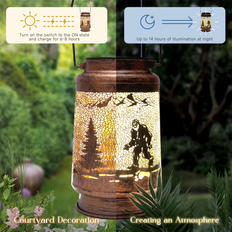 7.48" Bigfoot Solar Lantern Outdoor Hanging Solar Light - IP65