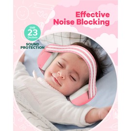 FiloFila Baby Noise Canceling Headphones, Comfortable Baby Ear Protection Earmuffs, Block Out Noise, Improve Sleep, Designed for Babies up to 36 Months for Sleep and Travel Purposes (Pink)