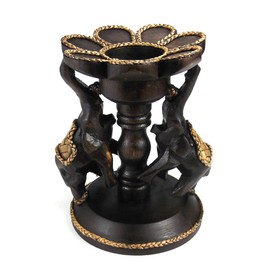 AeraVida Decorative Elephants Flower Rain Tree Wooden Candle Holder Centrepiece, Wooden Candle Holder, Decorative Elephants Candle Holder