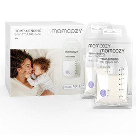 Momcozy Momcozy Breastmilk Storage Bags, Temp-Sensing Discoloration Milk Storing Bags for Breastfeeding, Disposable Milk Storage Bag with 6 Ounce Self Standing, No-Leak Milk Freezer Storage Pouches, 120PCS