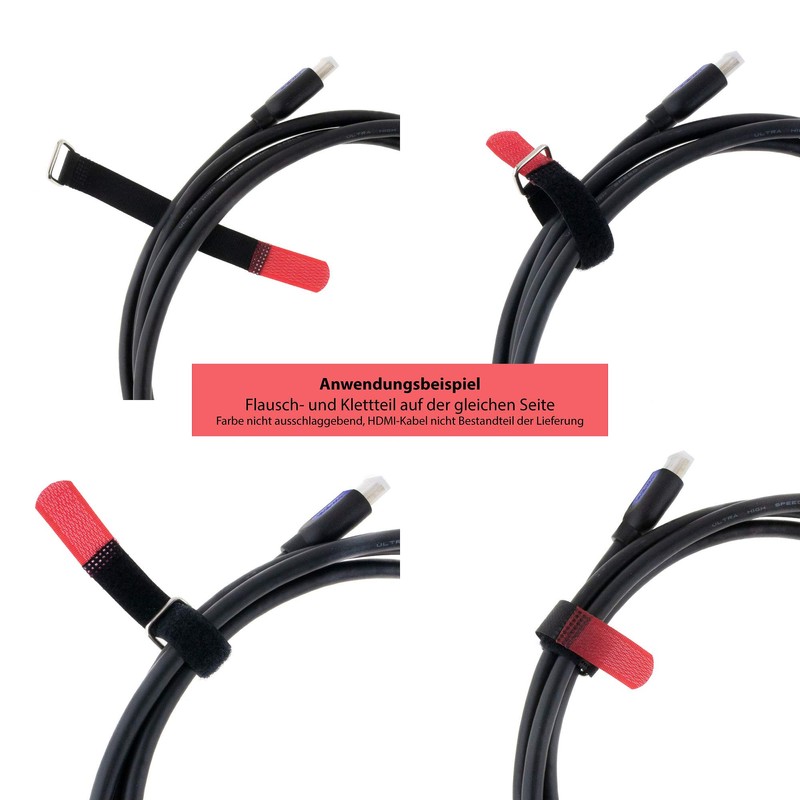 10x Velcro Cable Ties 200 x 20 Black / Green