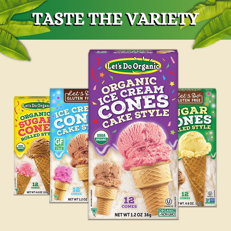 Lets Do Organic Ice Cream Cones - Sugar Cones for