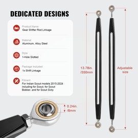 GZYF 1 Pc Gear Shifter Rod Linkage Black Shift Linkage Motorcycle Shift Accessories for Indian Scout Bobber,Scout Sixty 2015-2024,Aluminum, Alloy Steel (1 Hole Slotted Style)