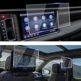 VEIROOM 3 Pack Screen Protector For GMC Yukon Denali 2021-2024,10.2" Infotainment Screen + 12.6" Rear Screen Tempered Glass Film For Yukon Denali 2024 2023 2022 Accessories