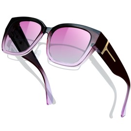 KANASATL Polarized Fit Over Sunglasses for Men Women UV400 Protection Purple Oversized Square Sunglasses Trendy Wraparound Sun Glasses Classic Frame