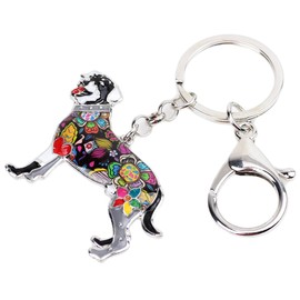 NEWEI Enamel Dog Keychain for Women Girls Cute Dog Keychain, Black Rottweiler #1