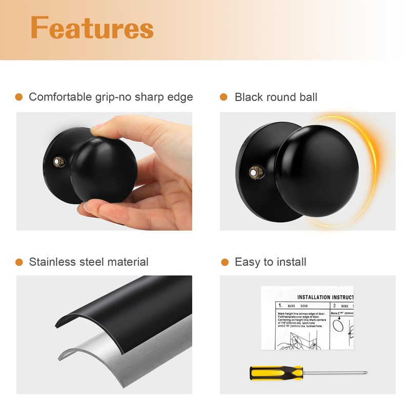 Probrico Half Dummy Door Knobs Sigle Side Door Knobs 6