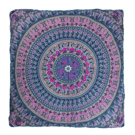 Popular Handicrafts Floor Pillow Cushion Cover - Hippie Mandala Square Ottoman Indian Elephant Camel Daybed Oversized Cotton Cushion Cover with Heavy Duty Zipper - Dog-Pets Bed, 35" Blue Pink