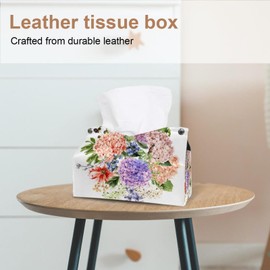 2 Pack Tissue Box Cover Holder, Blossoming Tree Rectangle Leather Tissue Case, Decorative Organizer for Tabletop, Bathroom, Car, Office