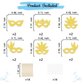 12 Pcs Masquerade Mask Centerpiece Sticks - Masquerade Mask Party Decorations - Venetian Mask Party Decorations