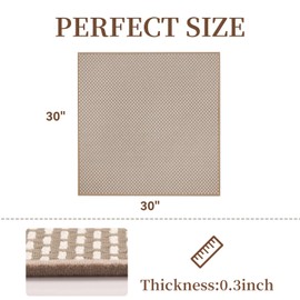 RESARE Stair Treads Non Slip Indoor, Square Carpet Stair Treads for Wooden Steps Rubber Backed Stair Rugs, Super Absorbent Washable Stair Landing Mat 31"x31" Brown