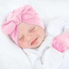 BQUBO Newborn Baby Bow Knot Turban Hat Mittens Set Hospital