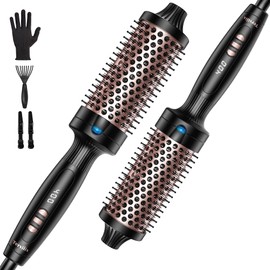 Terviiix Thermal Brush 1.77 Inch Quick Heating Makes Hair Silky Smooth, Ceramic Tourmaline Ionic Heated Brush & Round Brush Volumizer, Digital Display 9 Temperatures Curling Iron, Dual Voltage