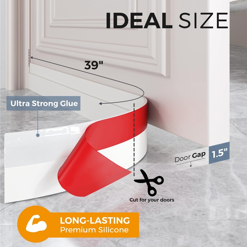 Hojoy 2 Pack Under Door Draft Stopper, Adjustable Door Sweep