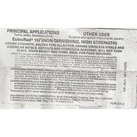 EutechRod EutecRod Solder - Stainless Steel & or Dissimilar Metals .093 Dia Flux Core. 20"