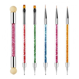 SHSHbuy Doppel-Ende Nagel Pinsel,6 Stück Nail-Art-Pinsel,Nagel Pinsel Dünn,Feine Pinsel Set,Nageldesign-Stifte Brush für DIY Nail Art Salon und Heimgebrauch