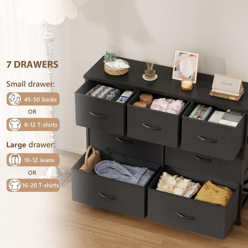 Flamaker Dresser for Bedroom, 7 Drawer Dresser, Wide Chest of