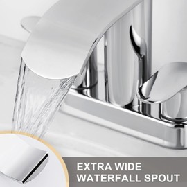 WOWOW Waterfall Bathroom Sink Faucet,Chrome Two Handles Bathroom Faucet and Pot Filler Faucet Deck Mount Stove Faucet