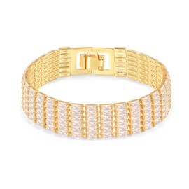 Fydesta 14K Gold Plated Tennis Bracelet for Women – Classic CZ Link Design, Fits 6.0"–7.2" Wrists – Stylish Sparkling Jewelry Gift, Timeless Tennis Bracelets for Women