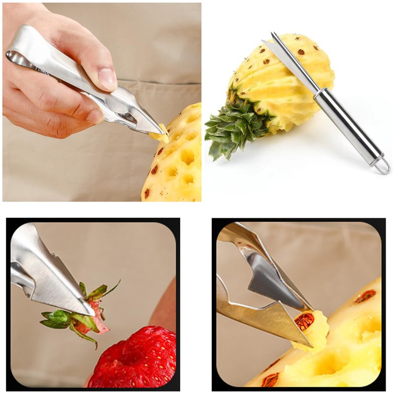 TorSor 4 Pack Pineapple Peeler Pineapple Eye Remover Clip Stainless