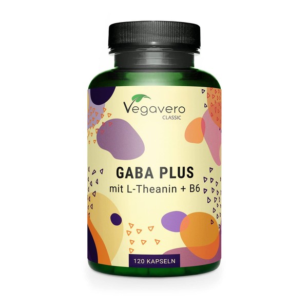 GABA Vegavero®, high dose, 1000 mg gamma aminobutyric acid per daily dose, with L-theanine and vitamin B6, 120 vegan capsules, no additives