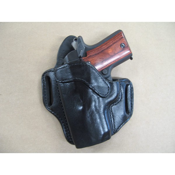Azula OWB Leather 2 Slot Molded Pancake Belt Holster for Kimber Micro 9 9mm CCW Black Left Hand