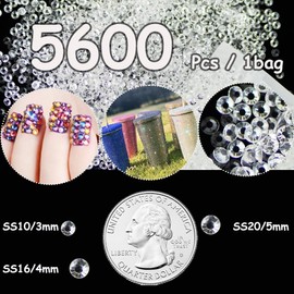 5600pcs Resin Flatback Rhinestones for Crafting, Transparent Crystal 3mm SS12 Craft Rhinestones Beads, Non-Hotfix Transparent Crystal Gems Stones Diamonds for DIY Nail Art Decoration, Tumblers, Mugs
