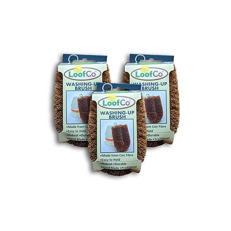 LoofCo Washing-Up Brush SET OF 3, coir fibre, single x