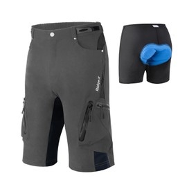 Men's Mountain Bike Shorts 3D Padded MTB Shorts Lightweight Loose-fit Bicycle Cycling Biking Shorts (Grey, XX-Large)