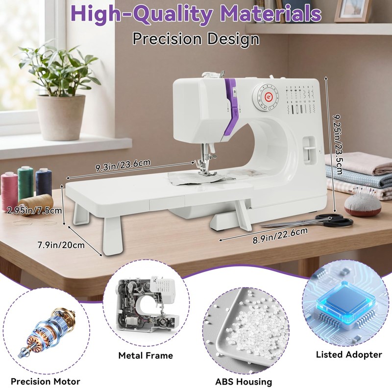 Portable Mini Sewing Machine for Beginners, 14 Stitches & Extension