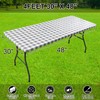 Smiry Rectangle Picnic Table Cloth, Elastic Waterproof Fitted Vinyl Tablecloth
