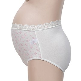 Soft 100% Cotton Ribbed Lace Band Maternity Panties SN1904-0167 Skin/90