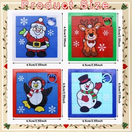 Set of 4 Christmas sliding puzzles, sliding puzzle children, small items for advent calendar children, sliding puzzle, there are elk, snowman, Santa Claus and penguin, suitable for Christmas