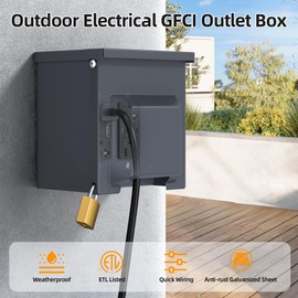 Joinfworld 20 Amp GFCI Outlet with USB＆Type-C Ports, Outdoor Waterproof Outlet Box Lockable Outlet Cover ETL Listed WRTR GFCI Box