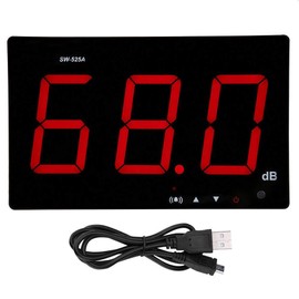 DC 5V 1A Micro USB Decibel Meter, SW-525A 30-130dB Digital Sound Level Meter with Alarm LCD Display, Decibel Meter, Wall Hanging, Sound Level Meter