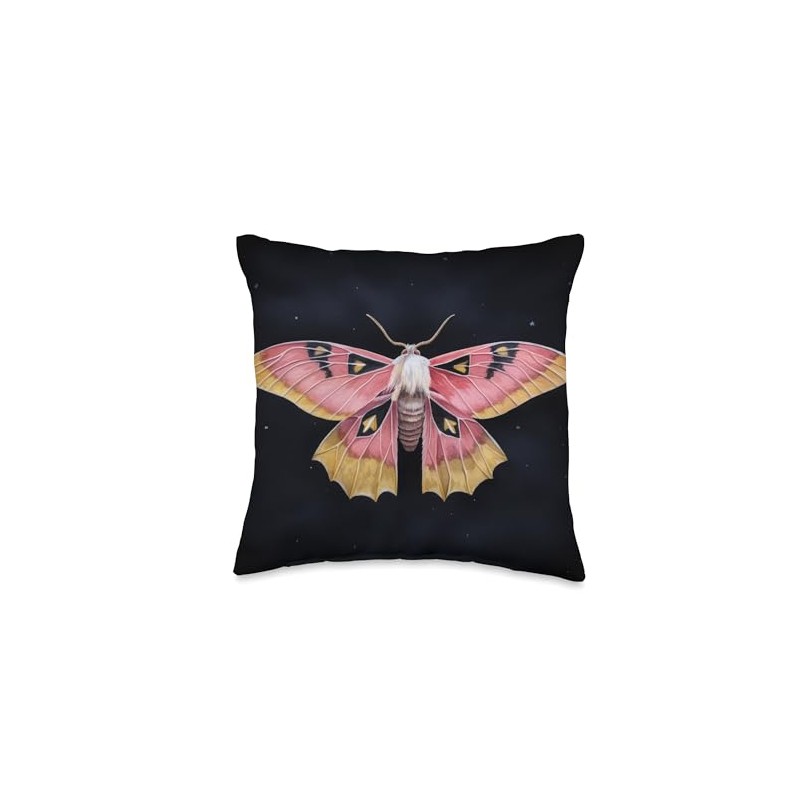 Celestial Rosy Maple Moth Throw Pillow