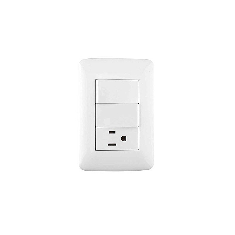 SANELEC, Doble Apagador y Contacto Aterrizado, Línea Nápoles, Diseño Moderno,