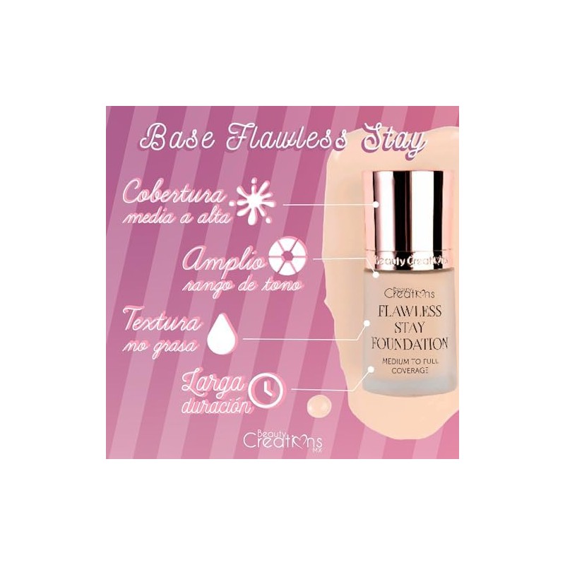 Beauty Creations Flawless Stay Foundation Base de Maquillaje Líquido Tono