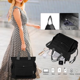 Right 20 Canvas Bag for Women, Canvas Shoulder Bag Women, Shoulder Bag, Casual Multifunctional Crossbody Bag for School, Work, Travel etc, black
