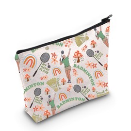 Badminton Player Gift Badminton Mom Gift Badminton Cosmetic Bag Badminton Lover Gift (MY HAPPY PLACE Bag)