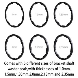 LONHAO 6 pcs Bicycle Inner Bearing Axle Discs Bicycle Bottom Bracket Washer Bicycle Inner Bearing Spacer Bicycle Inner Bearing Axle Washers Seal, 1/1.5/1.85/2/2.18/2.35 mm, for Bicycle Hubs (Black)